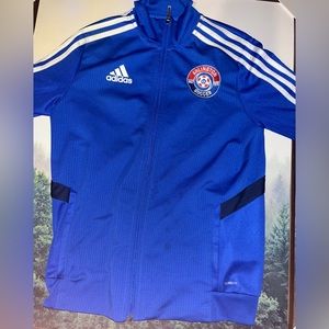 Adidas Blue Climalite Soccer Long Sleeve Zip Up Warmup Jacket Youth Large